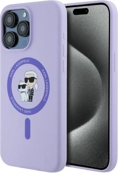 Etui plecki Karl Lagerfeld Silicone Karl&Choupette Heads Ring MagSafe do iPhone 15 Pro Max Purple (3666339254353)