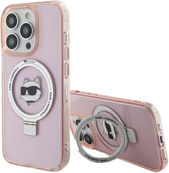 Etui Karl Lagerfeld Ring Stand Choupette Head MagSafe do Apple iPhone 15 Pro Max Pink (KLHMP15XHMRSCHP)