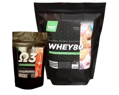 Протеин Whey 80 TNT Nutrition 2 кг Банан + Омега 3