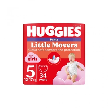 Подгузники Huggies Little Movers/Pants 5 Jumbo 12-17 кг для девочек 34 шт (5029053564272) (7373)