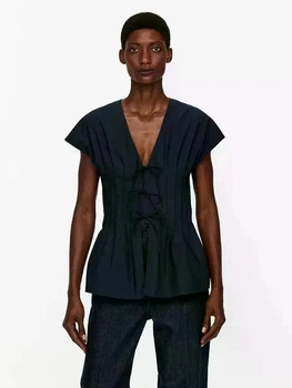 Топ ARKET tie-front top 1231367002 36 Синій