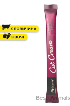 Вершковий крем ласощі для здоров'я імунної системи Miamor Cat Cream Snack з яловичиною та овочами для котів 15 г 1 шт (4000158742704)