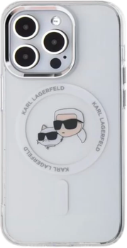Панель Karl Lagerfeld IML Metal Karl&Choupette Head MagSafe для iPhone 15 Pro Max White (KLHMP15XHLSKCH)