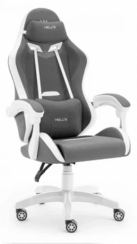 Геймерське крісло Hell's Chair HC-1012 Grey White тканина