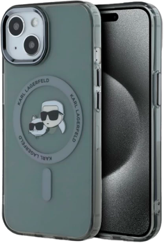Панель Karl Lagerfeld IML Metal Karl&Choupette Head MagSafe для Apple iPhone 15 Black (KLHMP15SHLSKCK)