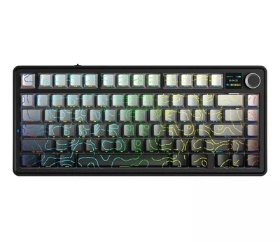 Клавиатура AULA F75 MAX беспроводная механическая, 75%, RGB подсветка, Bluetooth 5.1, черный градиен с узорами (AULA-F75-MAX-BG)