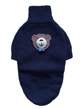 В'язаний Светр для Собак з Ведмедиком Hand Made Розмір М Колір Синій (00827)
