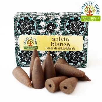 Ароматические конусы Белый шалфей Жидкий Дым Namaste India Back Flow cones White sage 10 конусов