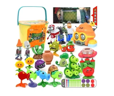 Набор игровых фигурок из игры Plants vs Zombies Растения против зомби, 22 персонажа в ведре (29х22 см) DF686-124