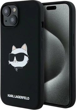 Панель Karl Lagerfeld Silicone Choupette Head MagSafe для Apple iPhone 15 Plus / 14 Plus Black (3666339257279)