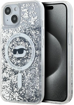Панель Karl Lagerfeld Liquid Glitter Choupette Head Magsafe для Apple iPhone 15 Plus/14 Plus Transparent (KLHMP15MLGCHSGH)