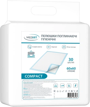 Пелюшки поглинаючі гігієнічн Medhit Compact 60х60 см 30 шт (7640296967163)