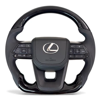Анатомический руль для Lexus LX470, GX470. Рояльный лак. Логотип – хром. В сборе.