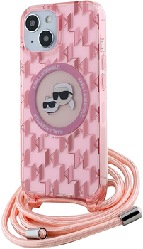 Etui Karl Lagerfeld IML Crossbody Monogram Karl & Choupette do Apple iPhone 13/14/15 Pink (KLHMP15SHCKCKLCP)