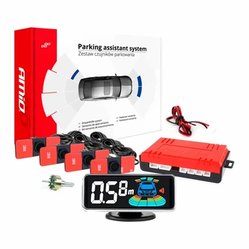 Система паркування 4 датчика AMiO LED-GRAF 3D 16,5мм чорний (03190)