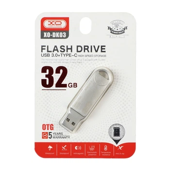 USB флеш-накопичувач XO DK03 USB3.0+Type C 32GB Сталевий