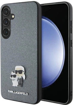 Etui Karl Lagerfeld Saffiano Karl&Choupette Metal Pin do Samsung Galaxy S24 Plus Grey (KLHCS24MPSAKCMPG)