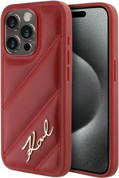 Панель Karl Lagerfeld Diagonal Quilted Script для Apple iPhone 15 Pro Max Red (KLHCP15XPQDSMGR)