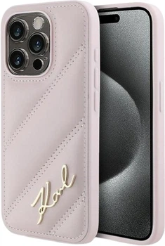 Панель Karl Lagerfeld Diagonal Quilted Script для Apple iPhone 15 Pro Max Pink (KLHCP15XPQDSMGP)