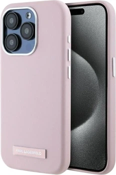 Etui plecki Karl Lagerfeld FW Metal Plate MagSafe do  Apple iPhone 15 Pro Pink (3666339255329)