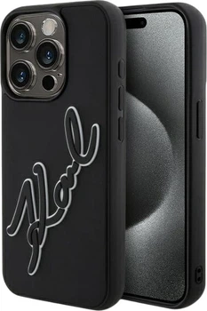 Etui plecki Karl Lagerfeld 3D Rubber Signature do Apple iPhone 15 Pro Black (3666339257569)
