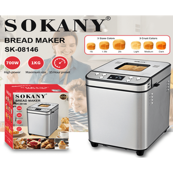 Хлебопечка Sokany SK-08146 до 60 минут температура от 80℃ до 200℃