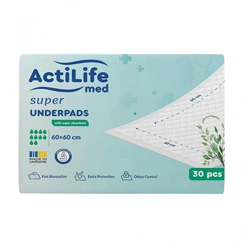 Пеленки для младенцев ActiLife Med Super 60 х 60, 30 шт (4820174981501) (7768)