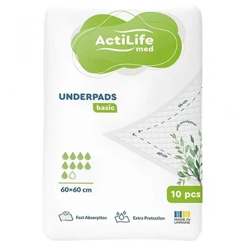 Пеленки для младенцев ActiLife Med Basic 60 х 60, 10 шт (4820174981419) (7759)