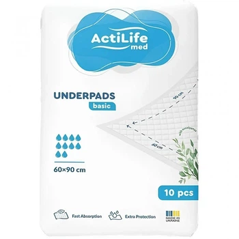 Пеленки для младенцев ActiLife Med Basic 60 х 90, 10 шт (4820174981426) (7763)