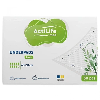 Пеленки для младенцев ActiLife Med Basic 60 х 60, 30 шт (4820174981471) (7761)