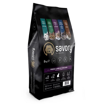 Корм для котов Savory(Сейвори) для стерилизованных кошек, ягненок и курица 8 кг