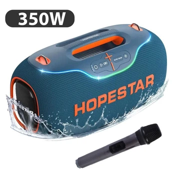 Портативна акустична колонка з підсвічуванням і мікрофоном HOPESTAR A80 350W Blue
