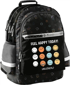 Шкільний рюкзак Paso Feel Happy Smileyworld 41 x 28 x 18 см 18 л Чорний (5903162136271)