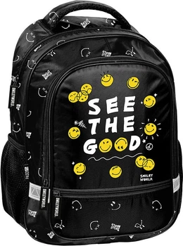 Шкільний рюкзак Paso See the good Smileyworld 38 x 28 x 15 см 18 л Чорний (5903162136448)