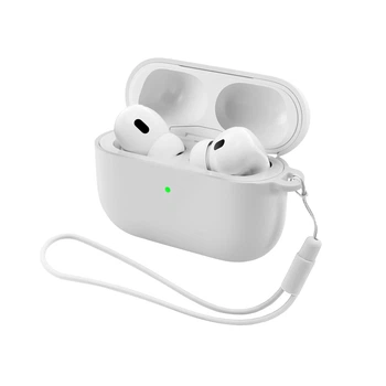 Силиконовый чехол для наушников Apple AirPods Pro 3, Silicone Case with straps, белый, защитный кейс с ремешком, ультратонкий и легкий, полная защита, с подвеской, мягкий силикон, ArmorStandart (ARM88301)
