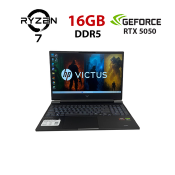 Игровой ноутбук HP Victus 15-fb001nr / 15.6" (1920x1080) IPS / AMD Ryzen AI 7 350 (8 (16) ядер по 2.0 - 5.0 GHz) / 16 GB DDR5 / 1000 GB SSD / nVidia GeForce RTX 5050, 8 GB GDDR7, 128-bit / WebCam б/у