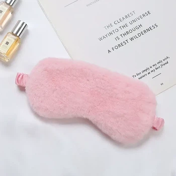 Маска для сна плюшевая "Plush персиковая". Повязка на глаза детская. Наглазная маска женская