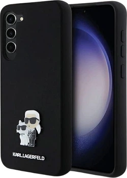 Etui plecki Karl Lagerfeld Silicone Karl&Choupette Metal Pin do Samsung Galaxy S24+ Black (3666339259150)