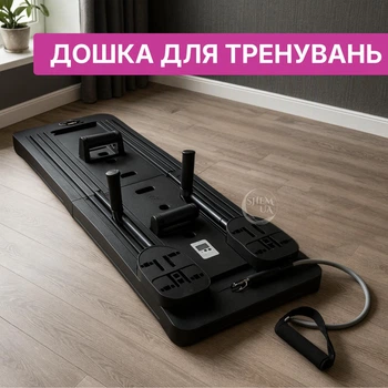 Доска для тренировок с эспандерами и счетчиком, домашний тренажер для пилатеса, многофункциональная портативная фитнес-доска для укрепления мышц пресса, рук, ног и спины Черный, DLXP-149-Black