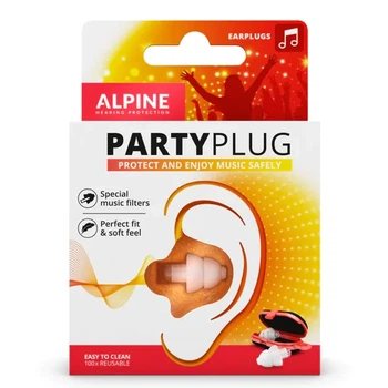 Alpine PartyPlug White – музыкальные беруши 19 дБ, защита слуха на концертах, фестивалях и вечеринках, многократные
