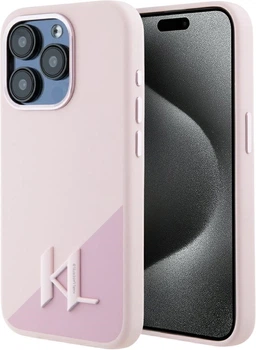 Etui plecki Karl Lagerfeld Silicone Shadow Metal Initial MagSafe do Apple iPhone 15 Pro Pink (3666339253080)