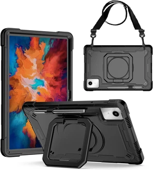Противоударный чехол для Lenovo Idea Tab 11" (TB336FU, TB336ZU) / Xiaoxin Pad 11 2025 11" (TB335FC) с ремешком и поворотной подставкой (Черный)
