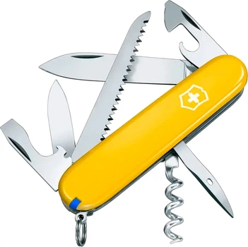 Ніж складаний, мультитул Victorinox Camper (91мм, 13 функцій), жовтий 1.3613.8