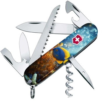 Ніж складаний, мультитул Victorinox Camper Design (91мм, 15 функцій), рибка 1.3613.7.R2020pk