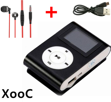 Мини MP3 плеер алюминиевый клипса + вакуумные наушники + USB переходник. Мп3 плеер для спорта, бега WR1B