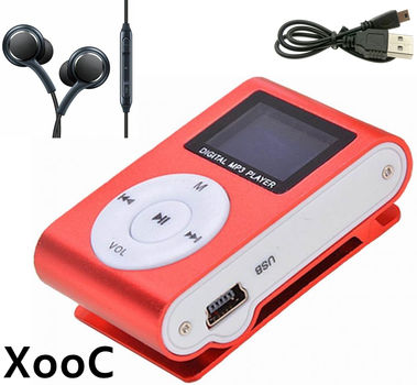 Мини MP3 плеер алюминиевый клипса + вакуумные наушники + USB переходник. Мп3 плеер для спорта, бега WJ3R