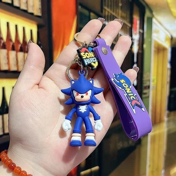 Брелок Соник из мультфильма (Sonic the Hedgehog) на карабине с ремешком для ключей и рюкзака Фиолетовый