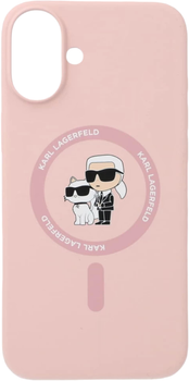 Etui Karl Lagerfeld Silicone Karl&Choupette Ring MagSafe do Apple iPhone 16 Pink (KLHMP16SSCMKCRHP)
