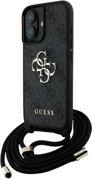Etui plecki Guess 4G Big Logo Cord Stap Crossbody do Apple iPhone 16 Black (3666339434267)