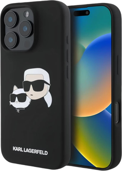 Панель Karl Lagerfeld Silicone Double Heads Print MagSafe для Apple iPhone 16 Pro Black (KLHMP16LSKCHPPLK)